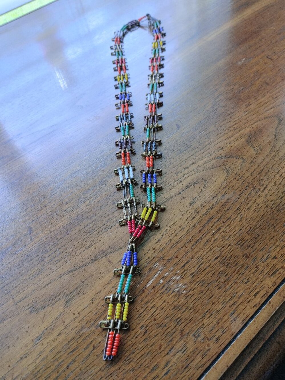 Beaded safety pin necklace